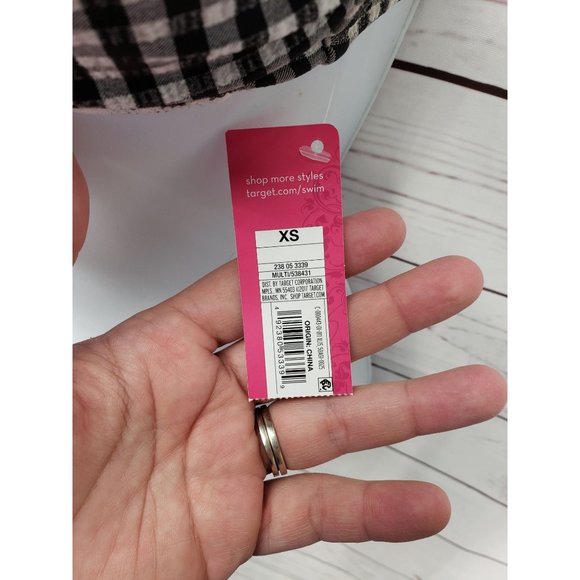 Xhilaration Black Gingham Bikini Top Swimsuit XS - Picture 4 of 6